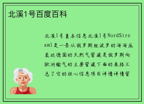 北溪1号百度百科